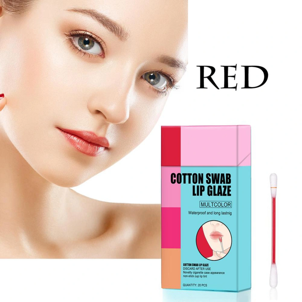 20pcs/box Lipstick Cotton Swab Waterproof Cotton Lip Gloss Portable Non Stick Cup Lip Stain Cotton Swab Lipstick