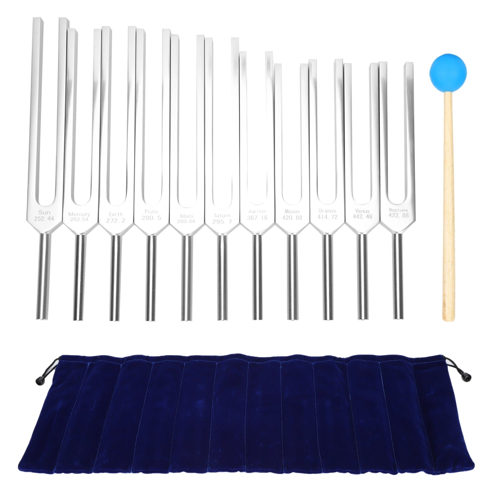 11pcs Tuning Fork Hammer Tool Set Aluminum Alloy Sound Healing Therapy Relaxation Set