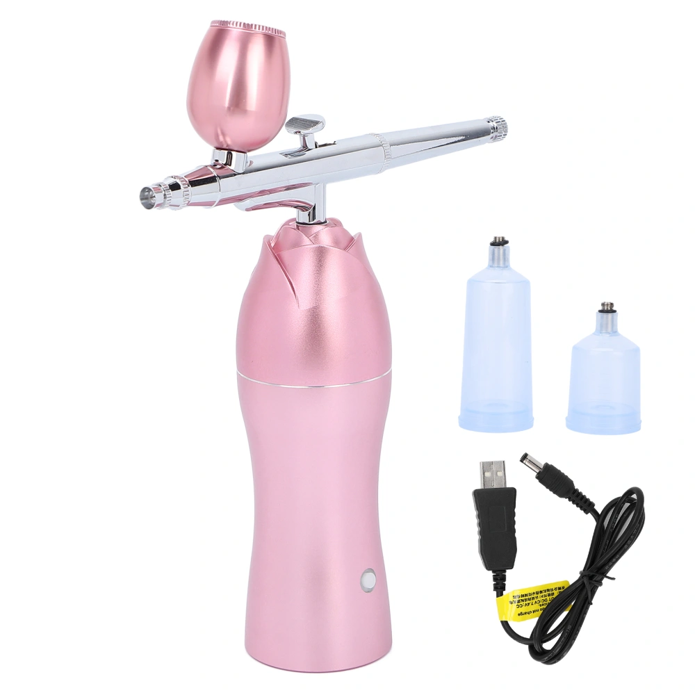 Facial Airbrush High Pressure Handheld Facial Moisturizing Water Oxygen Sprayer Airbrush (Pink)