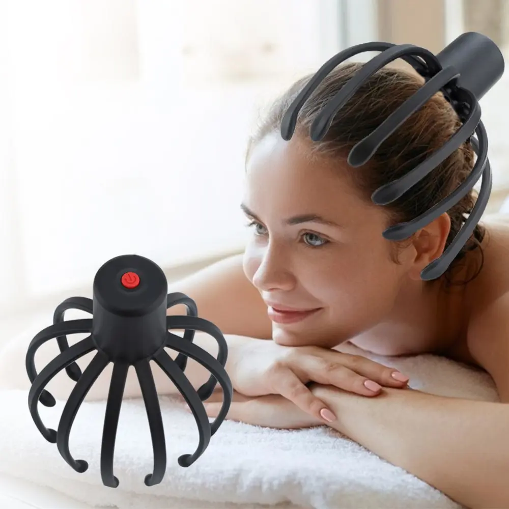 Hands Free Electric Scalp Head Massager Three Speed Adjustable Octopus Claws Massager for Stress Relief for Athletes Drivers Elderly