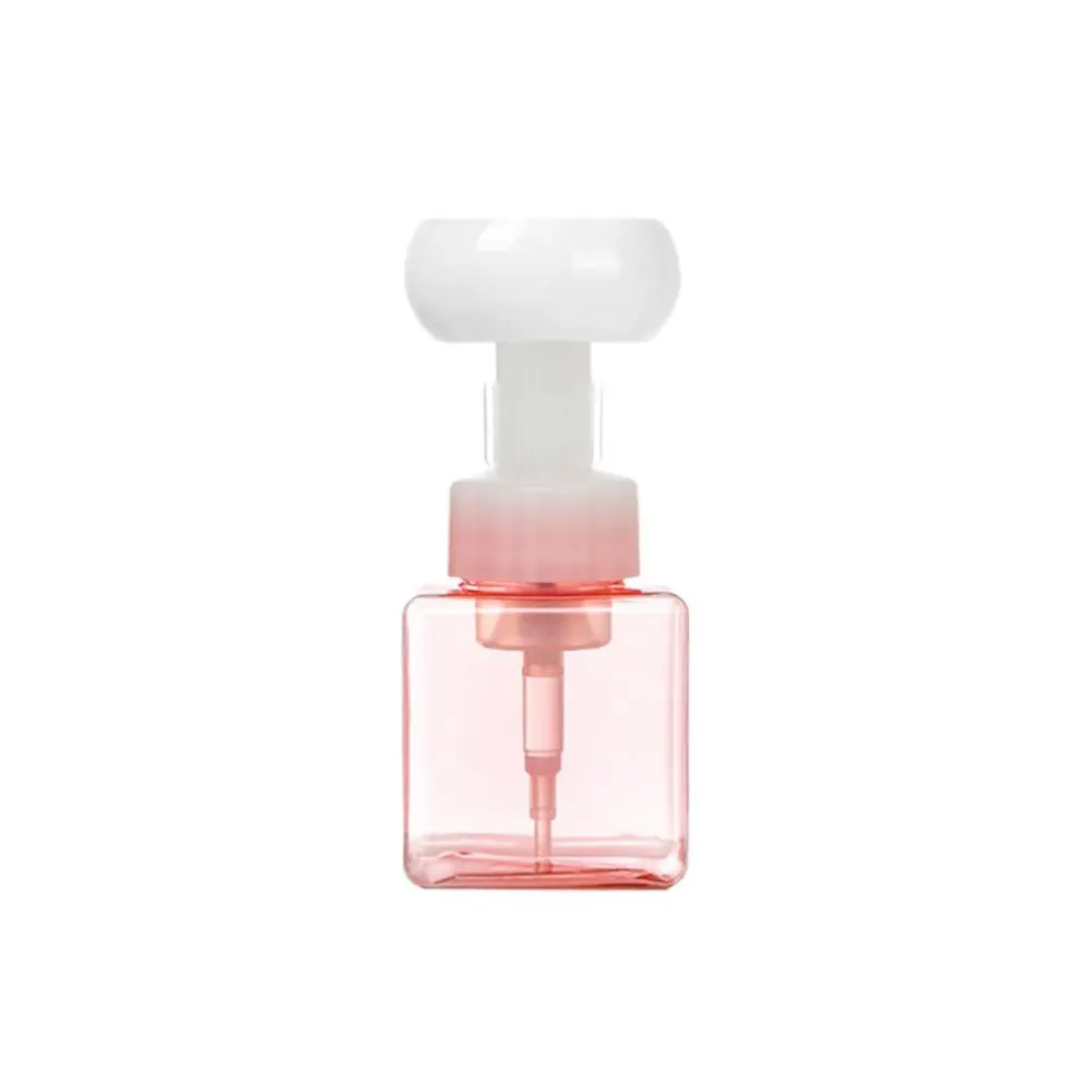 250ml Liquid Soap Dispenser Plastic Flower Shape Foaming Pump Bottle Empty Foam Dispenser Storage Bottle for Travel Translucent Pink