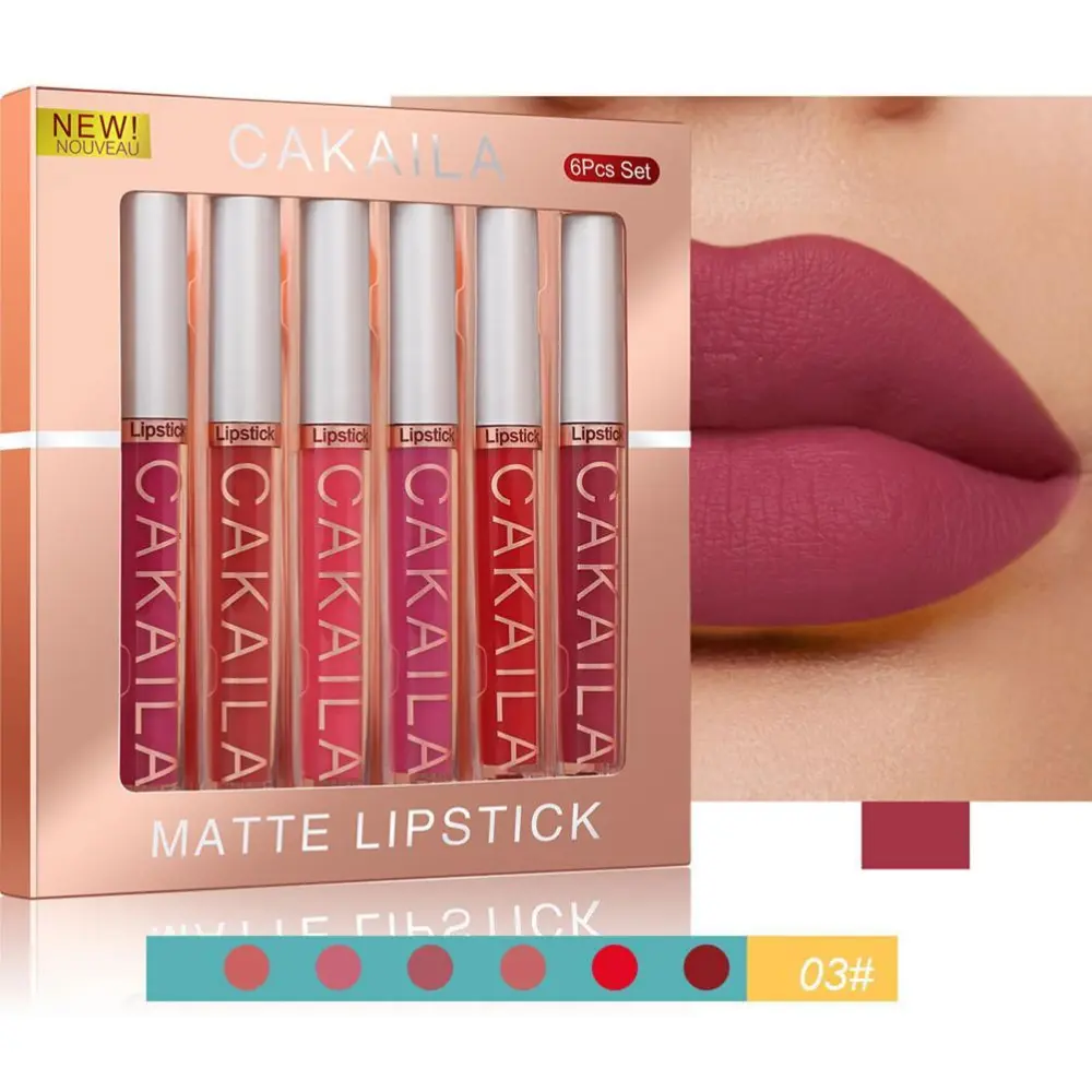 Matte Nude Lipstick Set Long Lasting Non Stick Lip Gloss Set High Pigments Not Fade Lip Glaze Kit Valentines Day Gifts for Women and Girls (6 pieces)