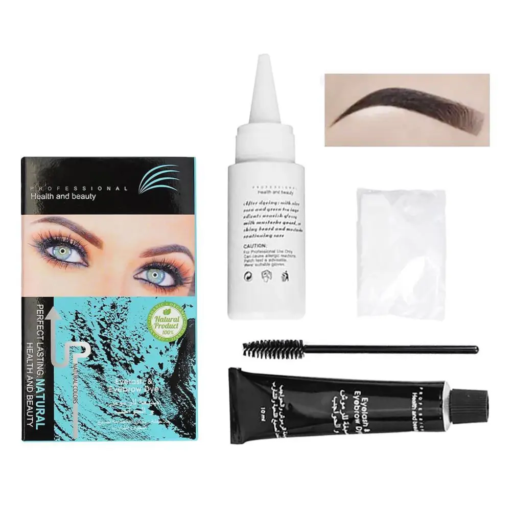 Black Eyebrow Color Set with Brush Half Permanent Eyebrow Coloring Eyelashes and Eyebrow Coloring Dye Eyebrows (Black) 10ml + 10ml