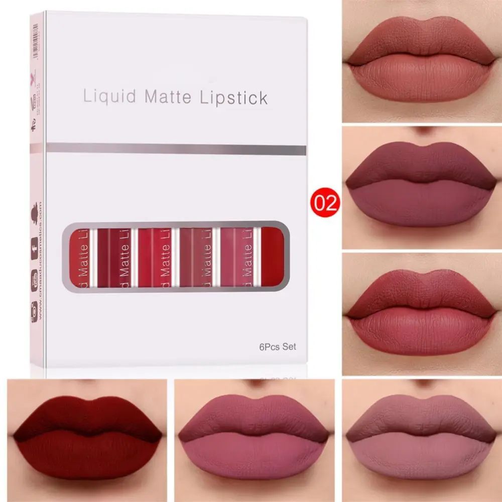 6 Colors Lip Glosses Matte Waterproof Long Lasting Lipsticks