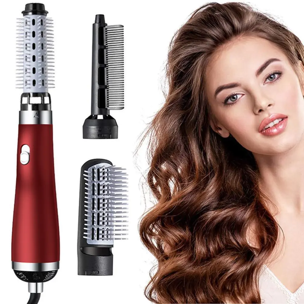 750W Blower Brush 3 in 1 Hair Dryer Brush Portable Hair Dryer Volumizer Hot Air Brush Comb Straightener Curling Iron with 3 Comb Heads