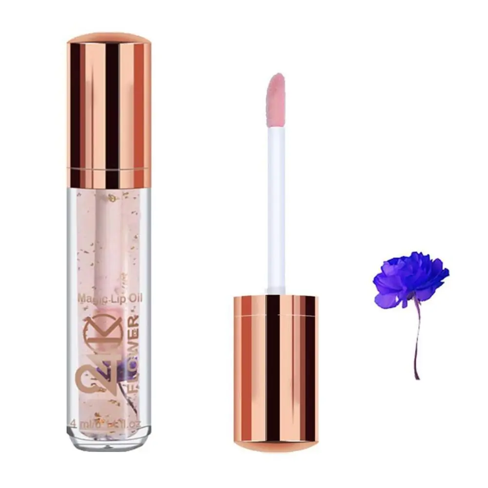 24K Gold Foil Moisturizing Lip Oil Superimposed Lip Gloss Dried Flower Refreshing Lip Gloss