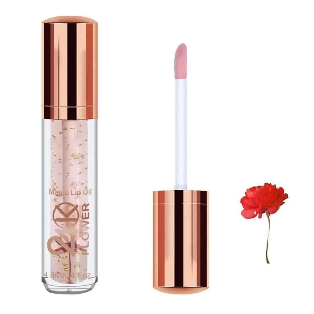 24K Gold Foil Moisturizing Lip Oil Superimposed Lip Gloss Dried Flower Refreshing Lip Gloss