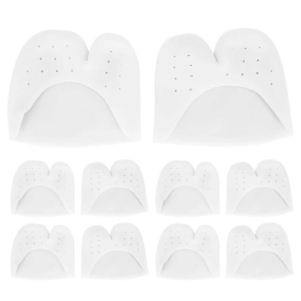 5Pairs Toe Cap Cover WShaped SEBS Forefoot Cushioning Pad Protector with Breathable Hole(White )