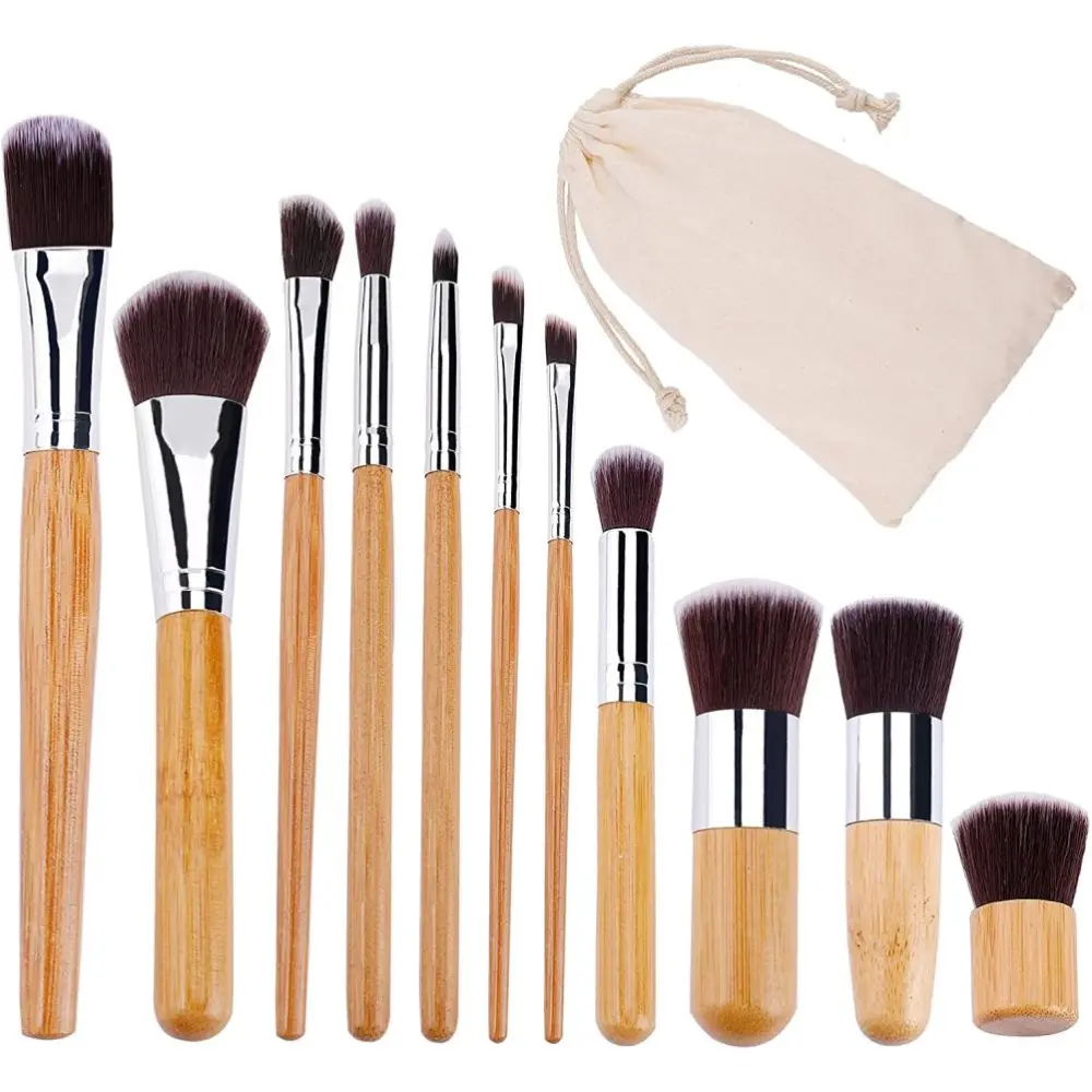 Makeup Brush Natural Bamboo Make up Brushes Set Soft Powder Cream Cosmetics Brushes Kit