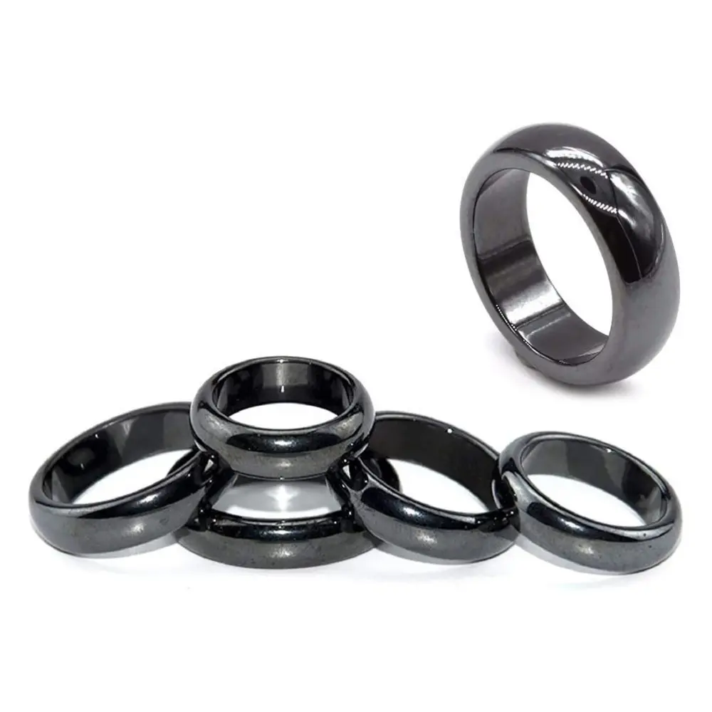 5pcs Magnetic Hematite Ring Healing Balance Root Chakra Waterproof Round Hematite Rings 22MM