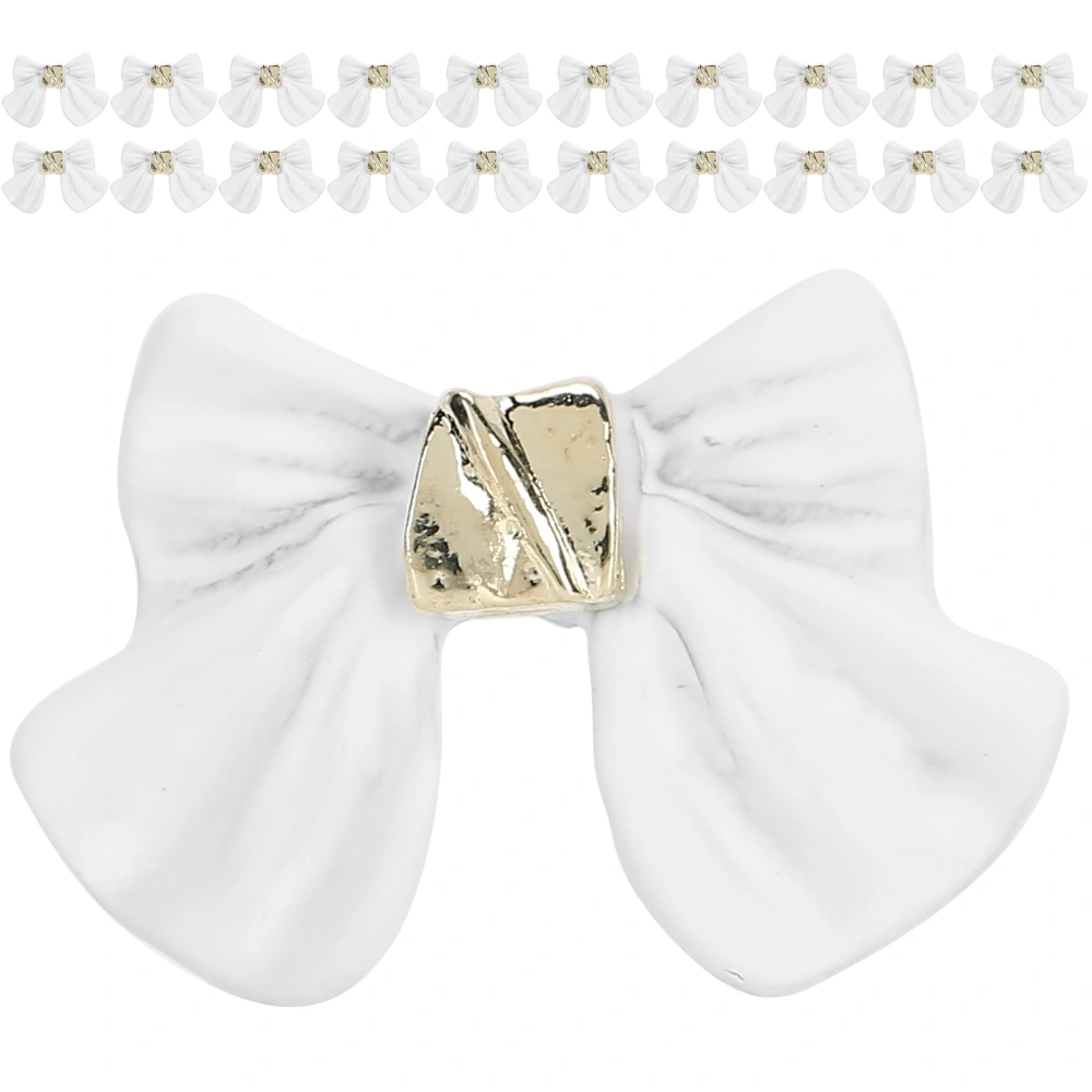 20pcs Nail Art Bows DIY Decoration Bows for Nail Tips Handcraft Clothes Phone JewelryWhite