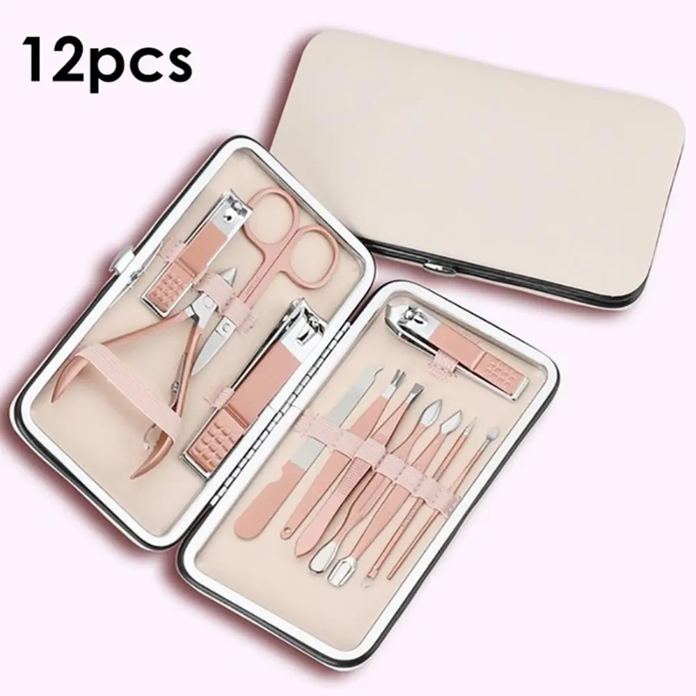 12 Pcs Nail Clipper Set Portable Steel Pedicure Manicure Set Nail Cutter Face Foot Care Tools