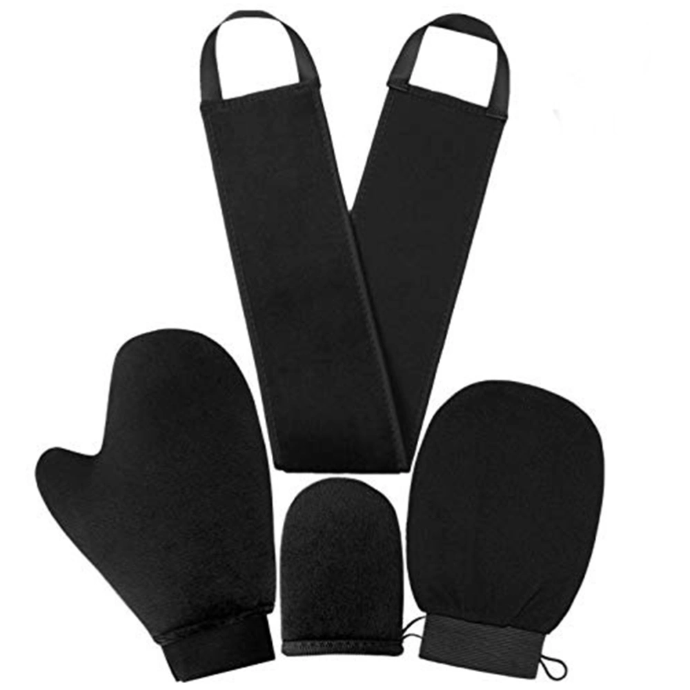 4Pcs Tanning Mitts Soft Comforable Durable Black Stretchable Self Tanning Mitt Applicator for Back