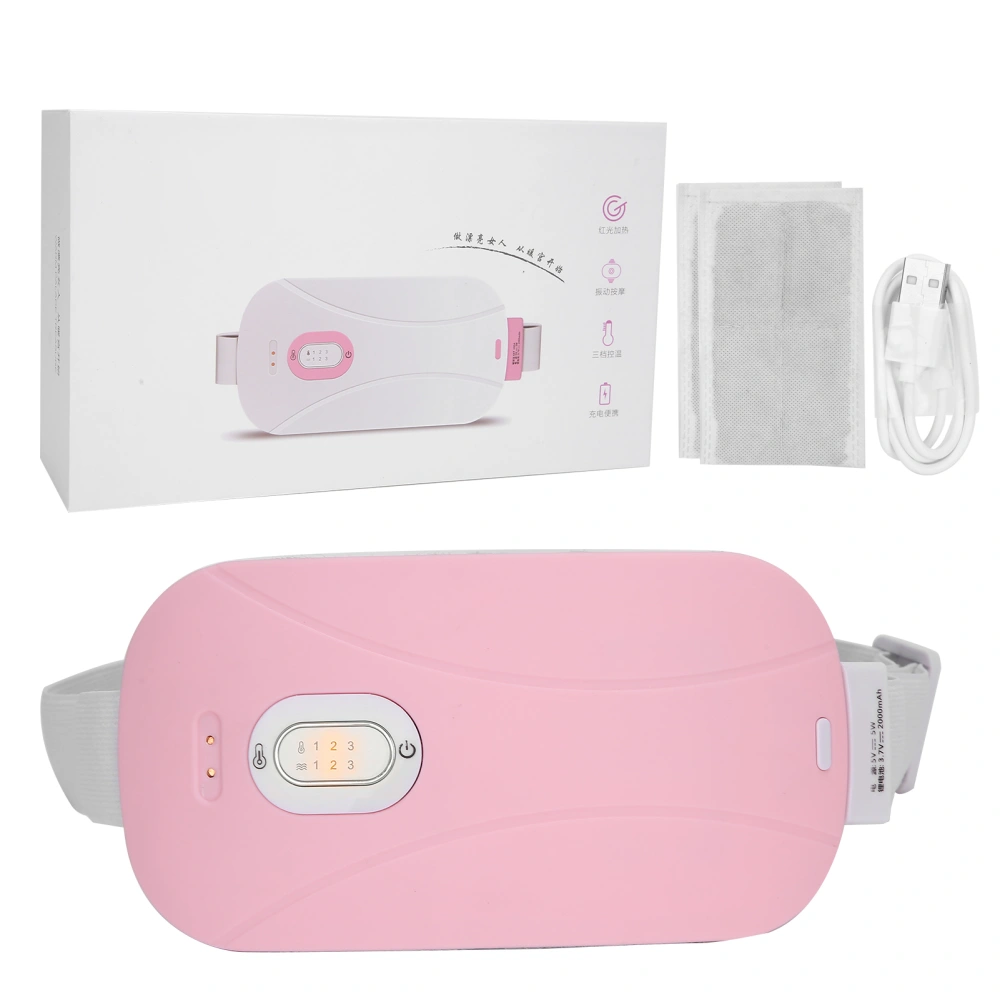 USB Charging Heating Warm Uterus Belt Hot Compress Waist Protection LED Indicator Displaypink