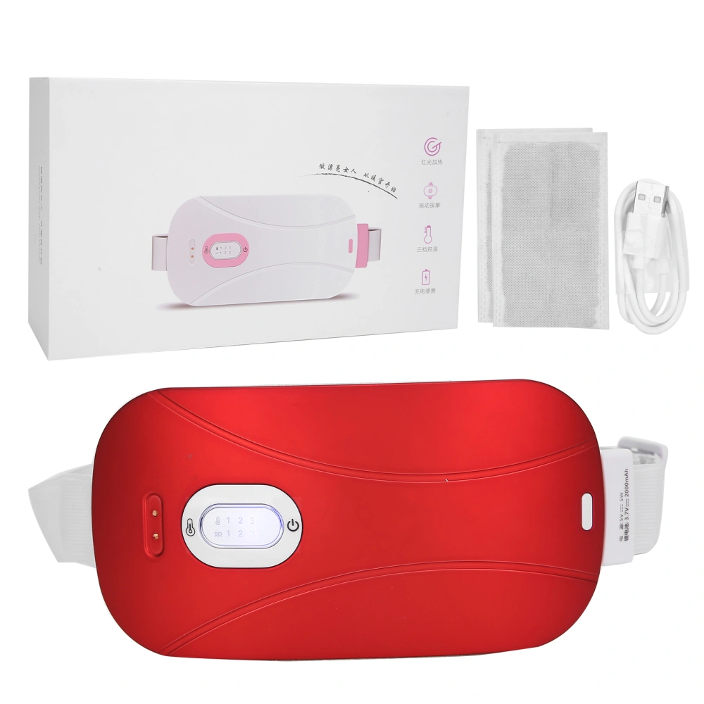 USB Charging Heating Warm Uterus Belt Hot Compress Waist Protection LED Indicator Displayred