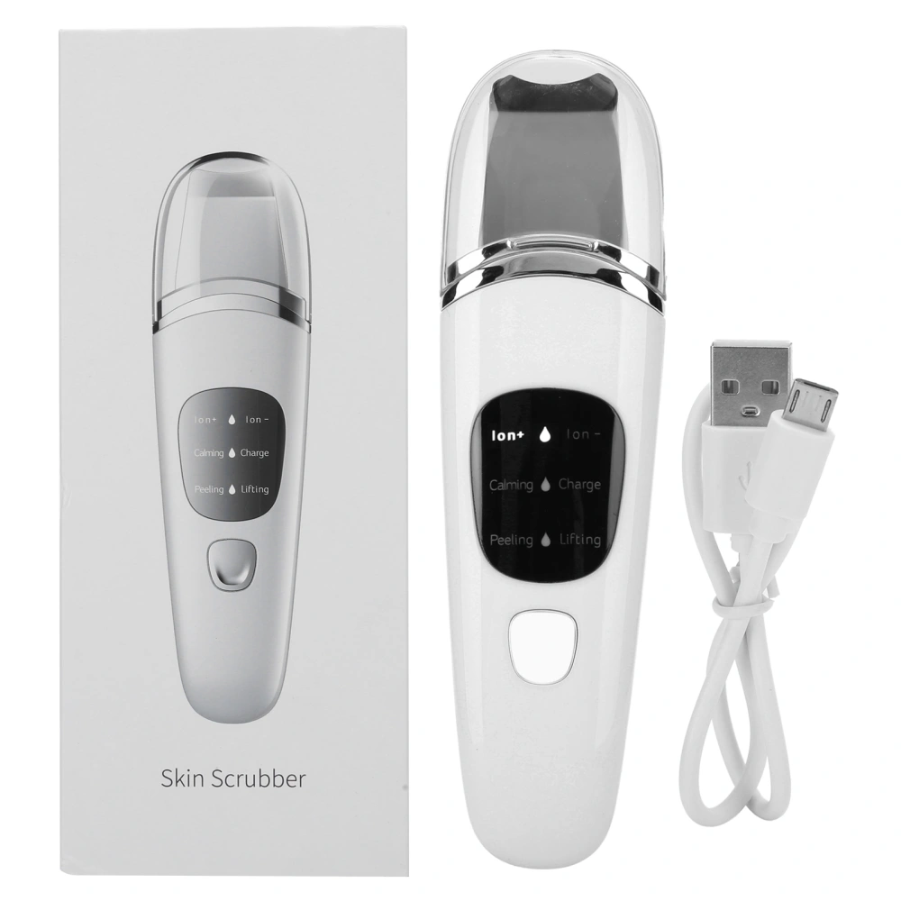 Ultrasonic Skin Scrubber LCD Blackhead Removal Face Cleaning Skin Scrubber Lifting MachineWhite