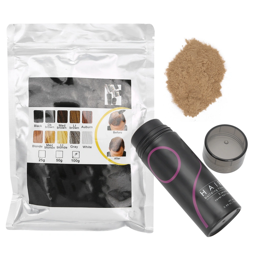 2pcs / Set Hair Building Fiber Thickener Hair Loss Concealer Denser Powder (25g+100g)(Medium Gold )