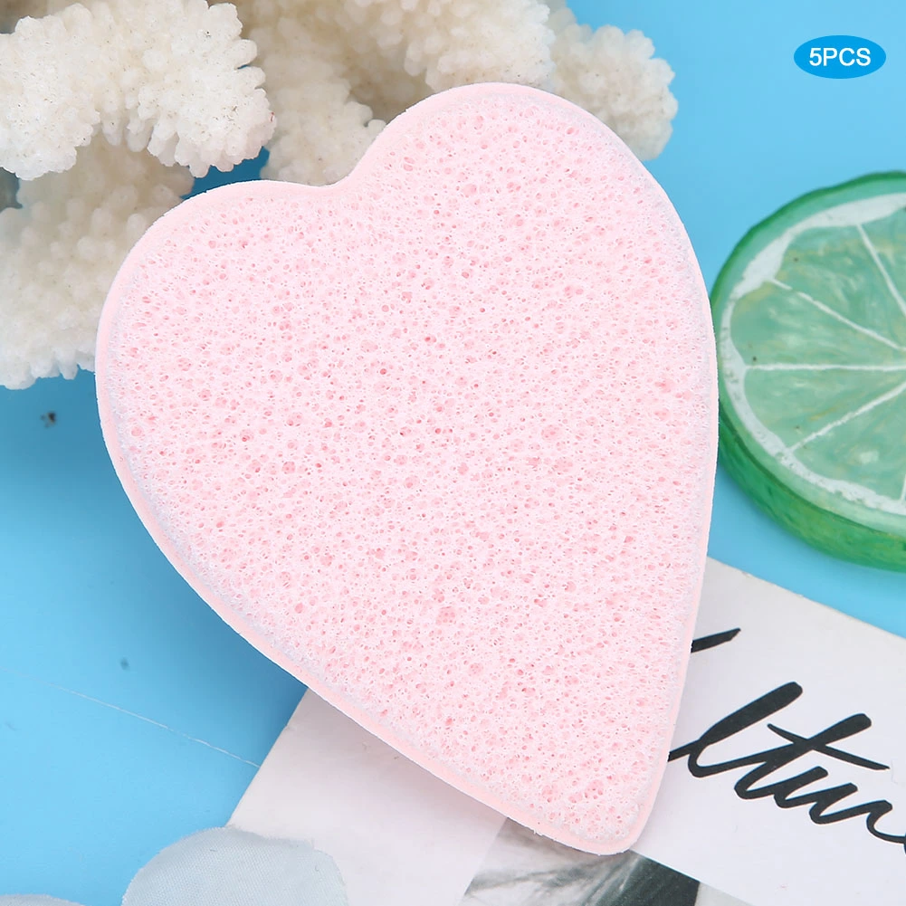 Heart shaped Face Cleaning Sponge Exfoliating Makeup Removal Face Washing Pads Face Puff