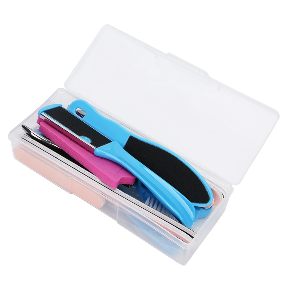 Professional Pedicure Tools Kit Foot Rasp File Dead Skin Pusher Nail Clipper Set Blue