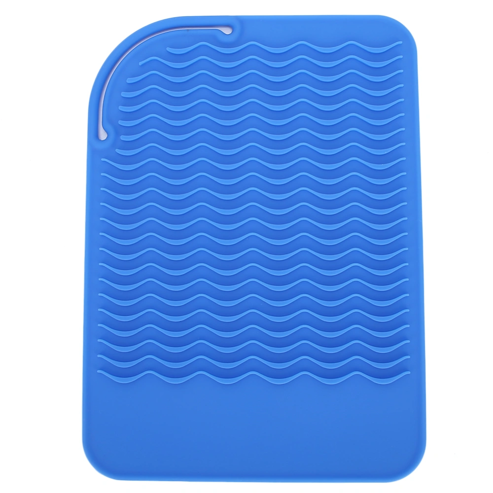 Silicone Hair Straightener Heat Resistant Cover Wrap Travel Hair Curler Non slip Mat(Blue )