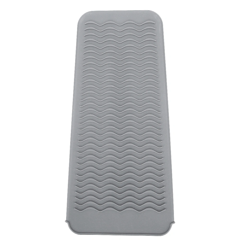 Silicone Hair Straightener Heat Resistant Cover Pouch Travel Hair Curler Non slip Mat(Gray )