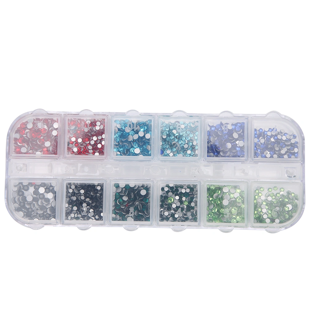 12 Grids Nail Art Rhinestones DIY Nail Decoration Makeup Glitter Beads Manicure Tool6#