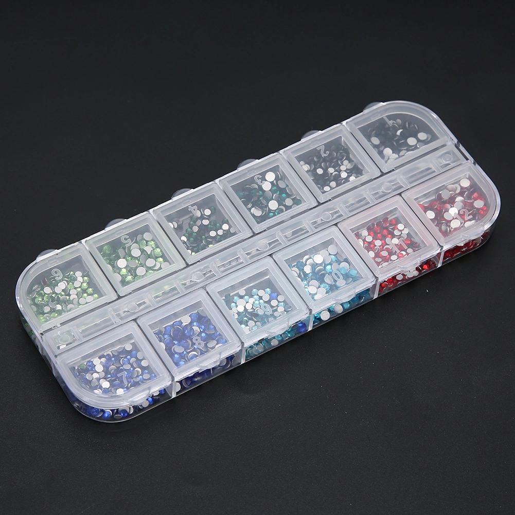 12 Grids Nail Art Rhinestones DIY Nail Decoration Makeup Glitter Beads Manicure Tool6#