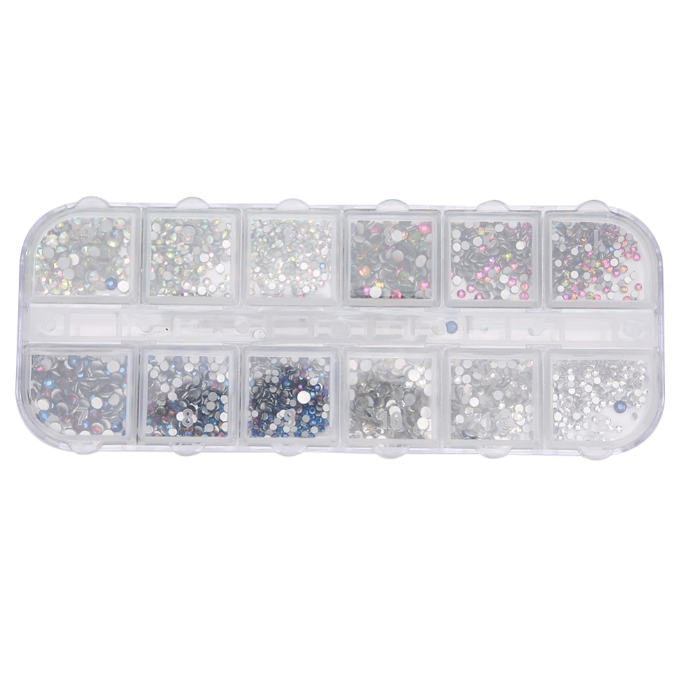 12 Grids Nail Art Rhinestones DIY Nail Decoration Makeup Glitter Beads Manicure Tool4#