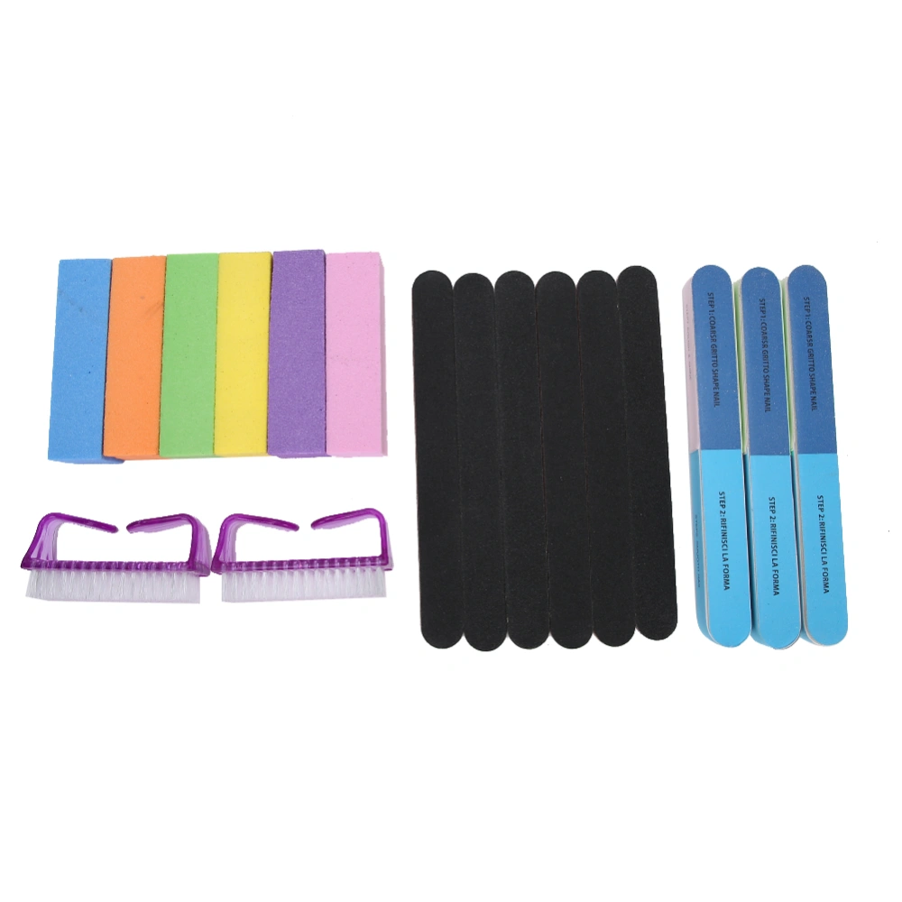 17pcs Nail Art Set Sanding Block Polishing Grinding Strip Dust Cleaning Brush Nail Art Tools