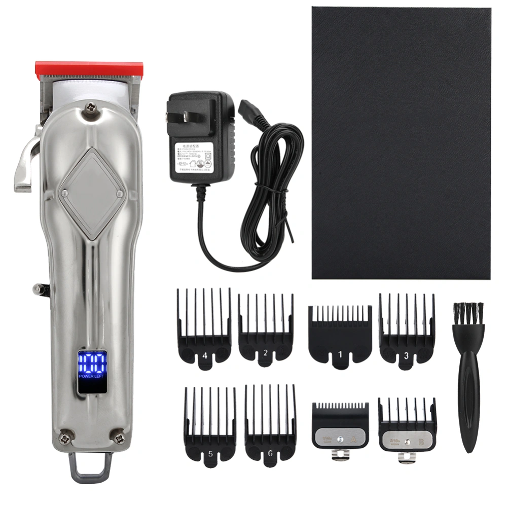 Rechargeable Electric Hair Clipper Hair Trimmer Cutting Machine Styling Tool US Plug 110-240VSilver