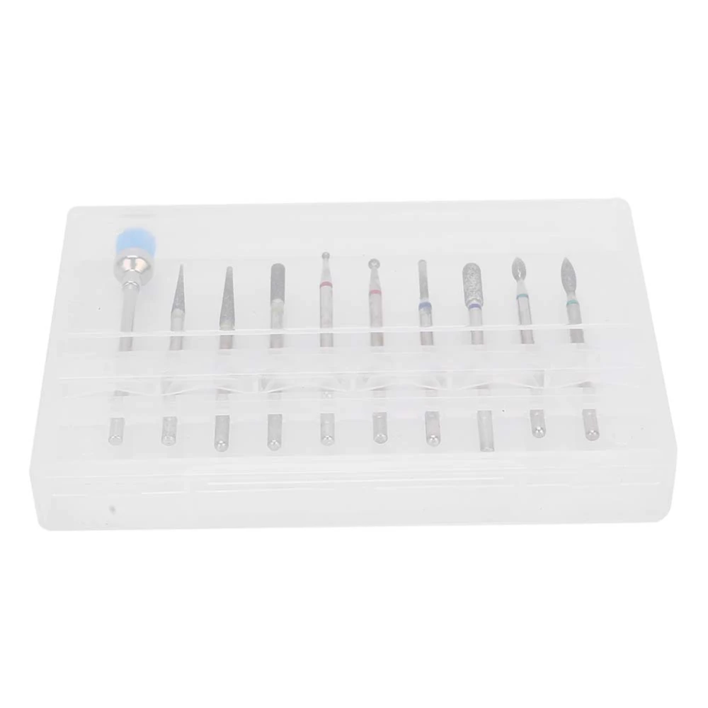 10pcs Nail Art Drill Bits Dead Skin Removal Polishing Electric Nail Drill Machine Tool Head