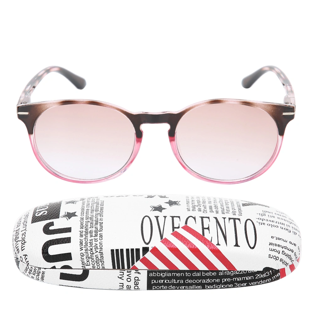 Unisex High Definition Presbyopic Glasses Visual Fatigue Relief Reading Glasses with Case+250 Transparent Pink Frame