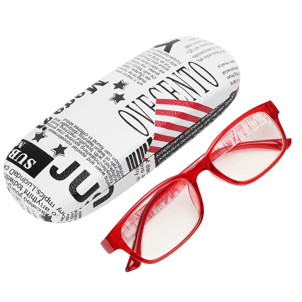 Reading Glasses Presbyopic Glasses Red Frame Eyeglasses for Men Women with Storage Boxes(+100 Red Frame)