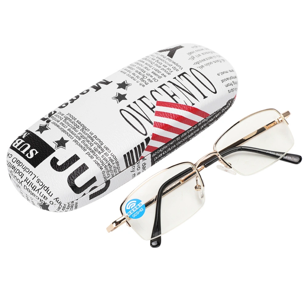 Fashionable Anti Blue Rays Presbyopic Glasses Visual Fatigue Relief Reading Glasses(+150 Gold Frame)