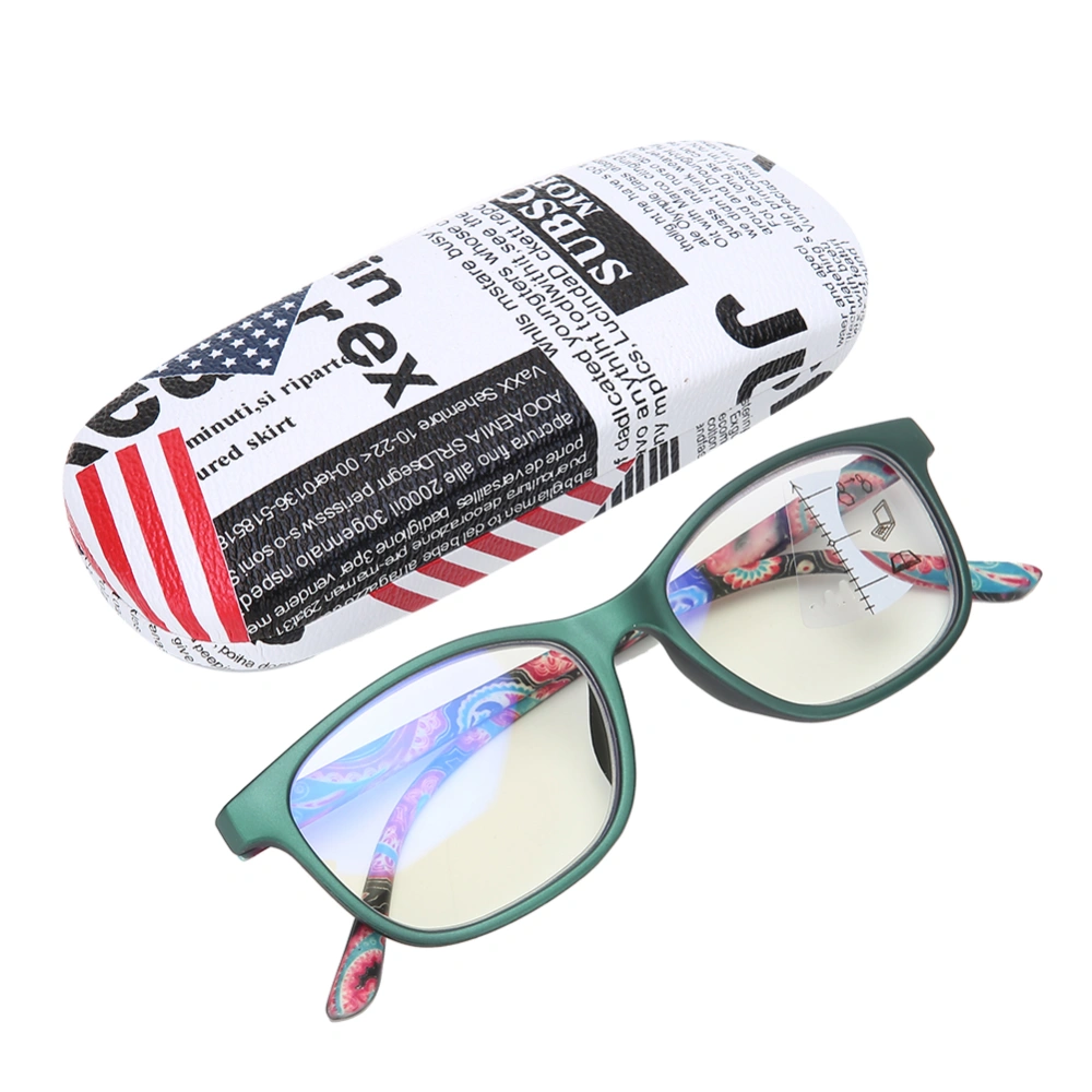 Visual Fatigue Relief Multifocal Reading Glasses Anti Blue Rays Presbyopic Glasses(+200 Green)