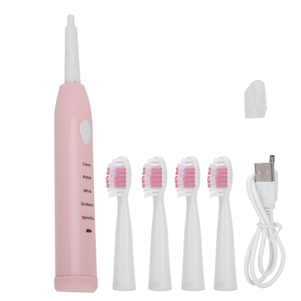 Electric Sonic Toothbrush USB Rechargeable Waterproof Adult Electric ToothbrushPink