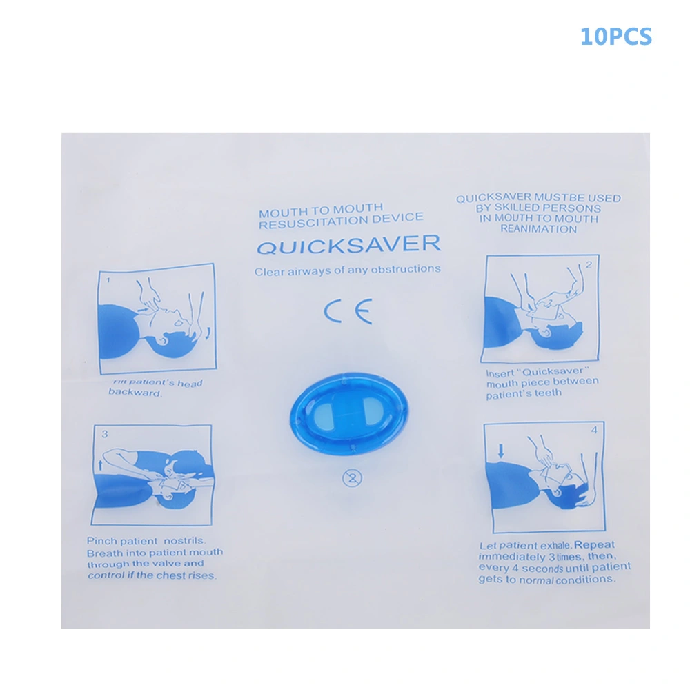 10pcs Disposable CPR Breathing Face Shield Artificial Respiration Face Cover Device