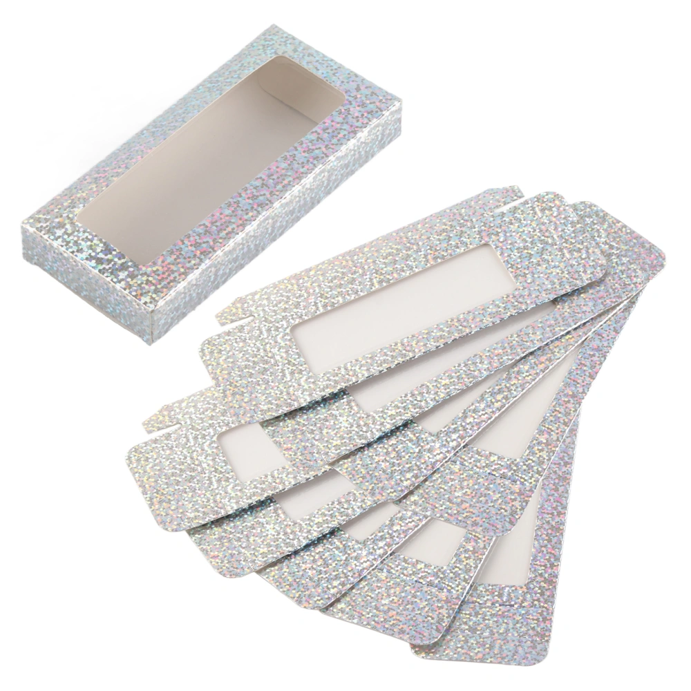 10pcs False Eyelashes Storage Case False Eye Lashes Grafting Eyelash Box OrganizerSilver Small Sequins