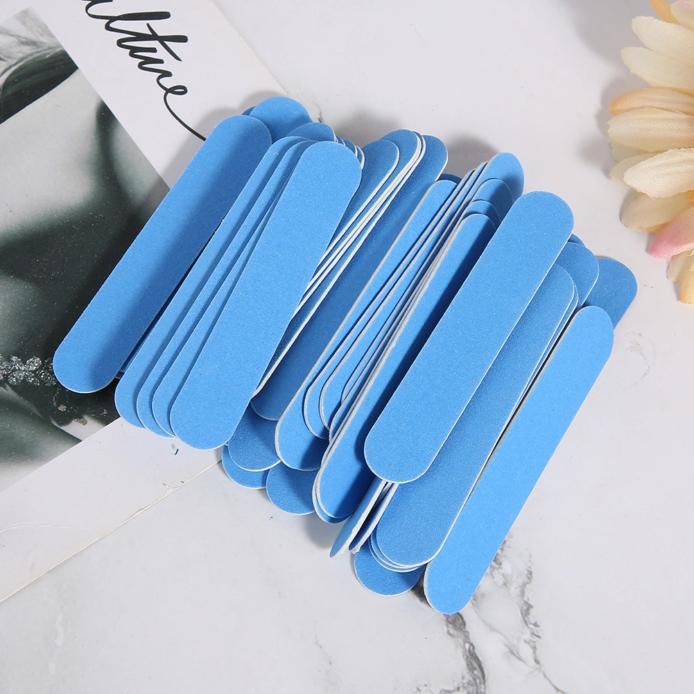 100pcs Nail File Double Sided Nail Buffer Sanding Buffing Polishing Strip Manicure ToolBlue