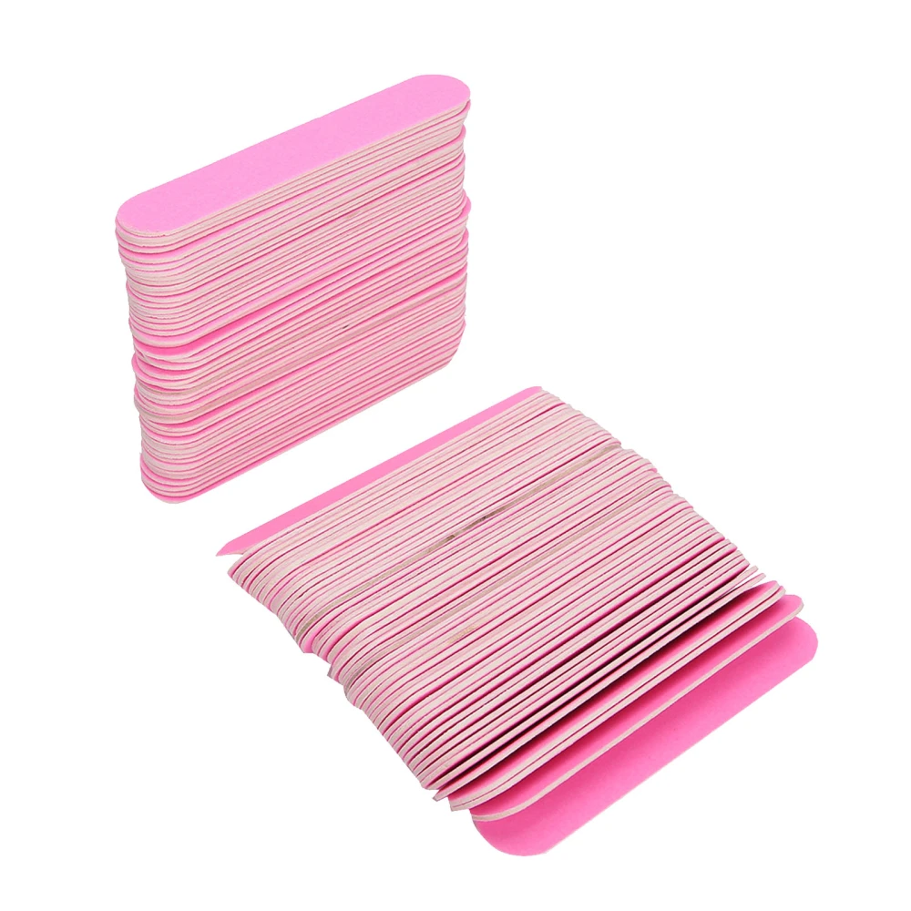 100pcs Nail File Double Sided Nail Buffer Sanding Buffing Polishing Strip Manicure ToolPink