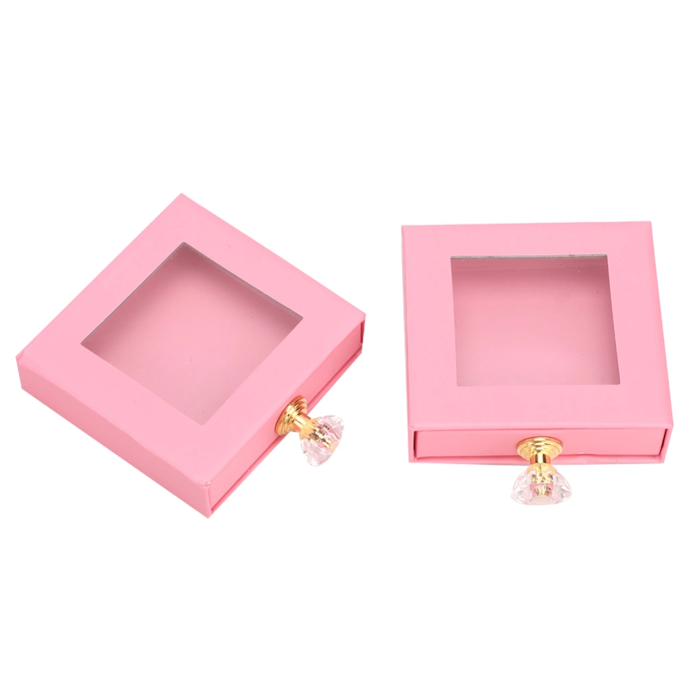 2pcs False Eyelashes Storage Case Quadrate Window False Eye Lashes Drawer Storage BoxPink