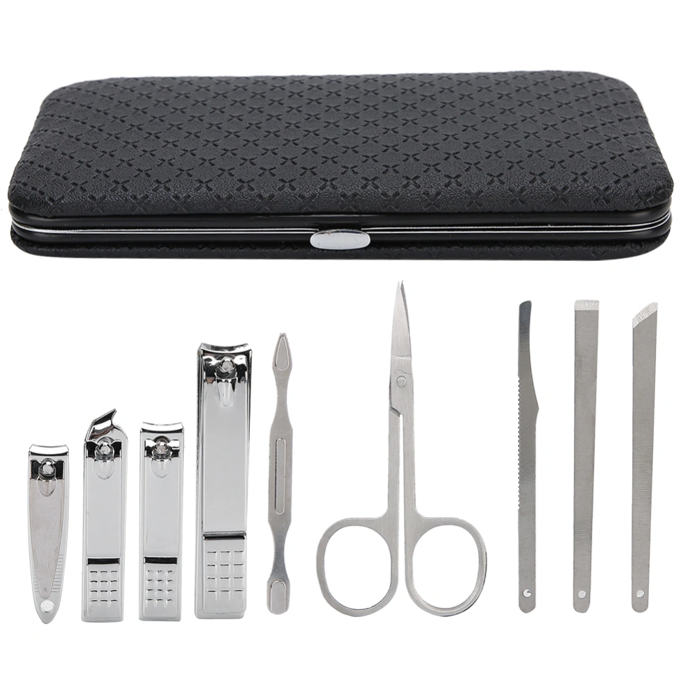 19pcs Manicure Pedicure Nail Clippers Set Stainless Steel Acne Removal Tool KitBlack