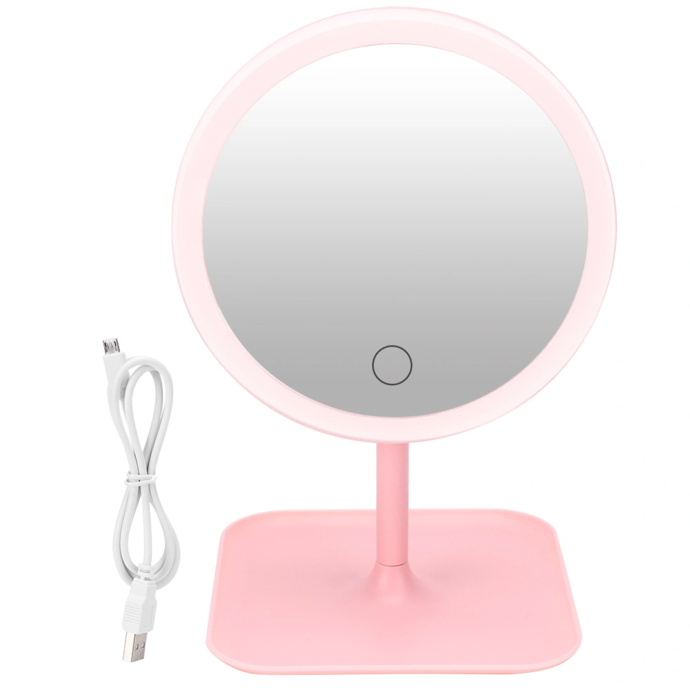 USB Charging Desktop Cosmetic Mirror Adjustable LED Makeup Mirror Fill Light Makeup ToolPink