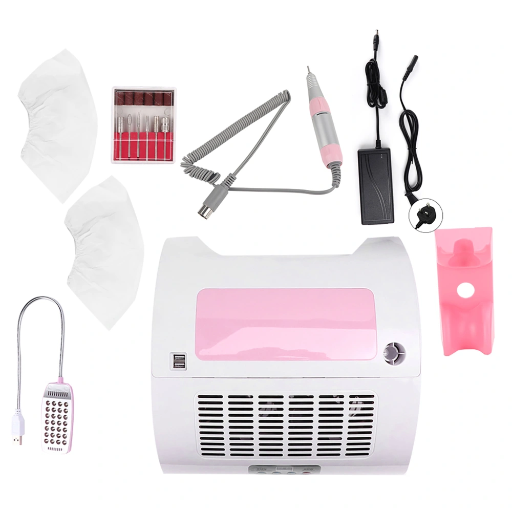 60W Multi Functional Nail Grinding Machine Nail Dust Cleaner Manicure Light Hand Rest Pillow(UK Plug 110-240V)