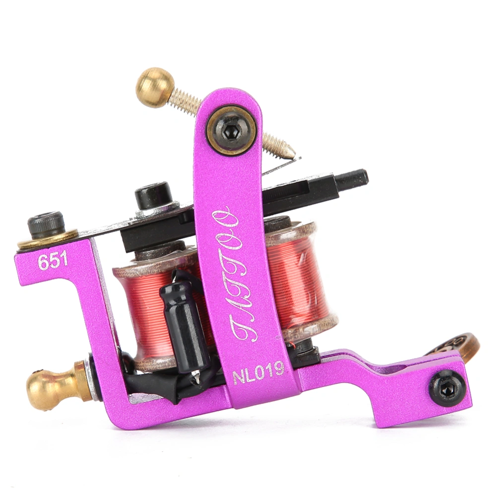 Space Aluminum 12 Wraps Coil Tattoo Machine Body Art Liner Shader Tattoo Devices Purple