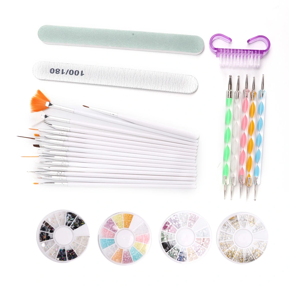 Nail Art Painting Brush Dotting Pen Nail File Rhinestones Dust Brush Manicure Tool Set