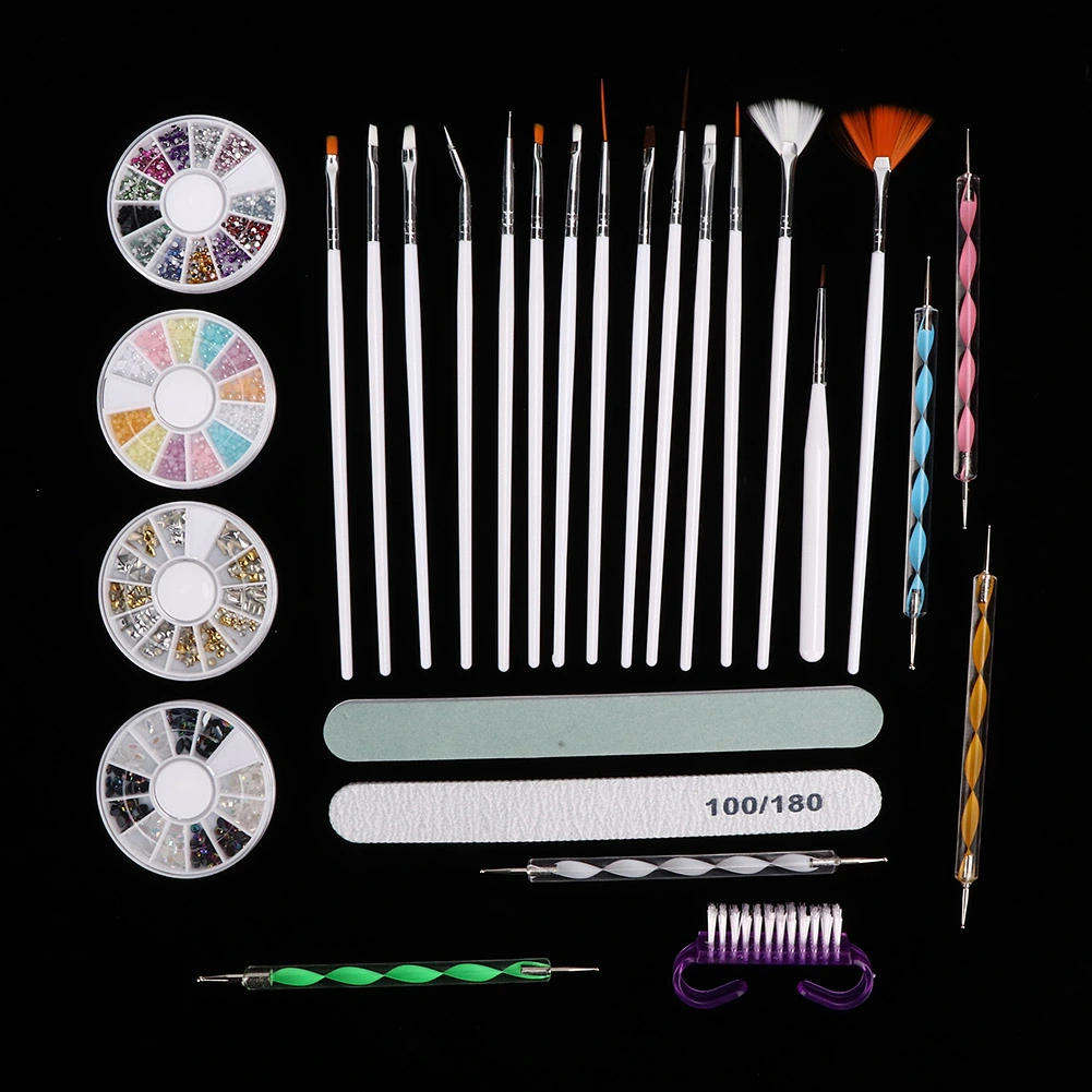 Nail Art Painting Brush Dotting Pen Nail File Rhinestones Dust Brush Manicure Tool Set