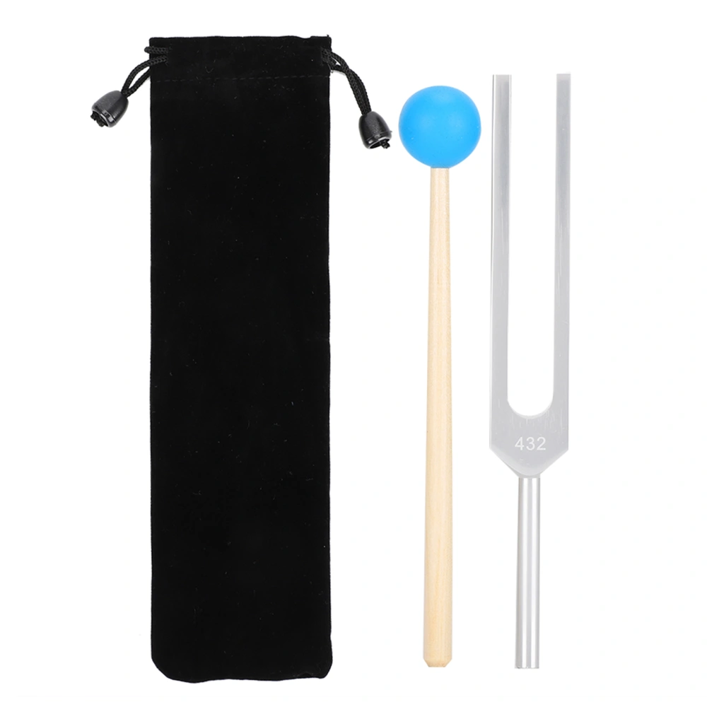 432HZ Aluminum Alloy Tuning Fork Wood Hammer Sound Healing Therapy Tool Set