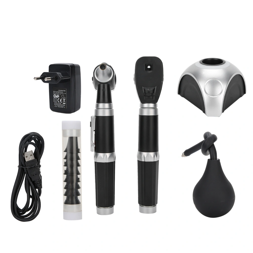 Rechargeable Fiber Optic Ophthalmoscope Otoscope Ear Eye Examination Devices Tool Kit USB Cable