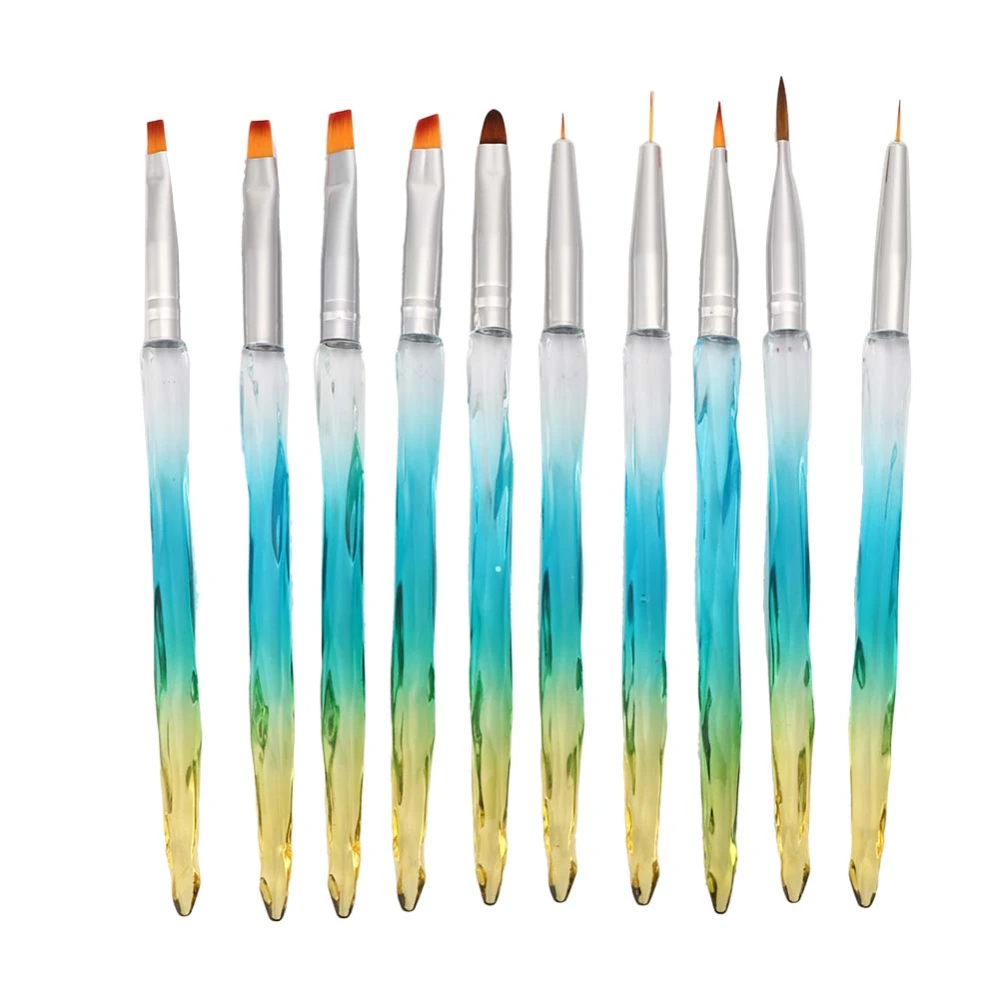 10pcs Nail Art Pen Portable Professional UV Gel Nail Art Painting Dotting Drawing Pen Gradient Blue